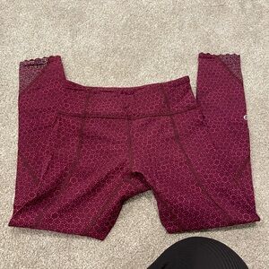 Women’s Burgundy Patterned Lululemon Leggings